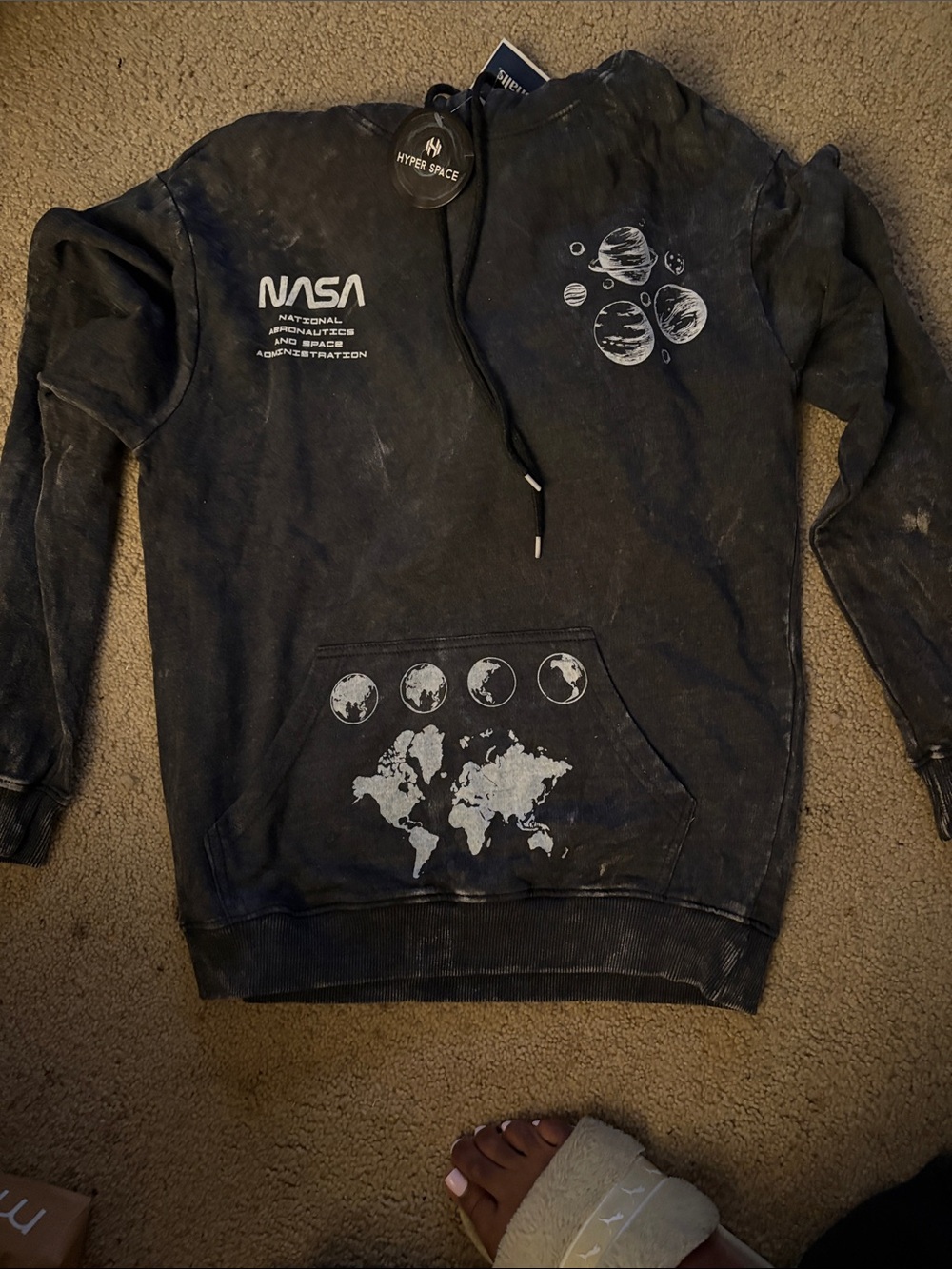 NASA Graphic Black Pullover Hoodie - Hyper Space Brand